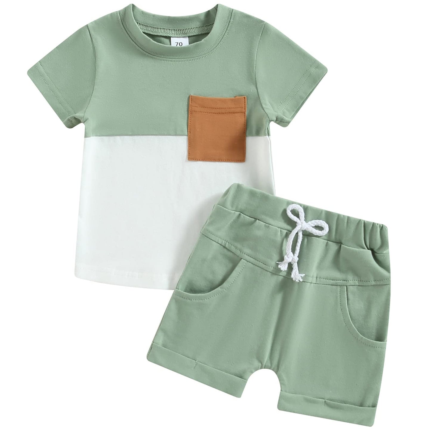 Mubineo Baby Boy Summer Clothes T Shirt Shorts Outfits Short Sleeve Tee Tops Shorts Set (Ib Green White 18-24 Months)